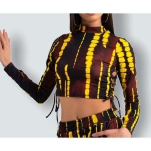 AKIRA Tops - XL AKIRA Laced Sides Tie Dye Fitted Crop Top Blouse New With Tags